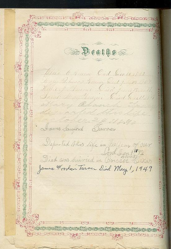 Turner Fam Bible Deaths